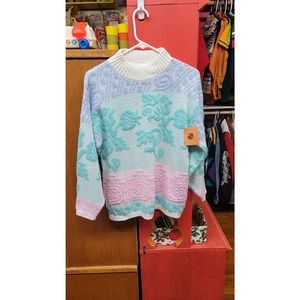 L vintage pastel metallic 90s sweater